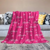 Aperturee - Custom Name Step And Repeat Pink Blanket For Girl